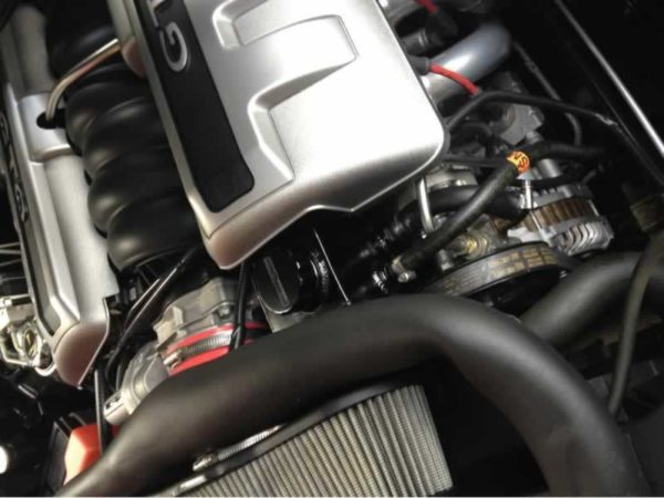Aeroflow Power Steering Tank Black installed on GTO